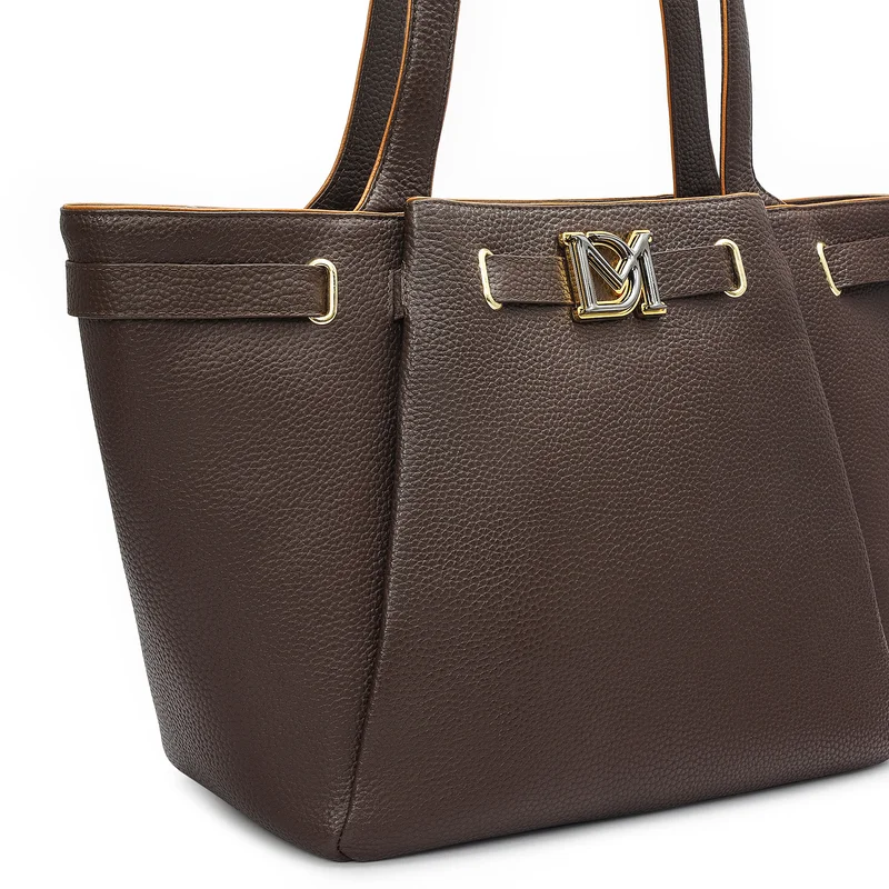 Da Milano Chocolate Large Wax Leather Tote - Chocolate for Women | Best Price UAE
